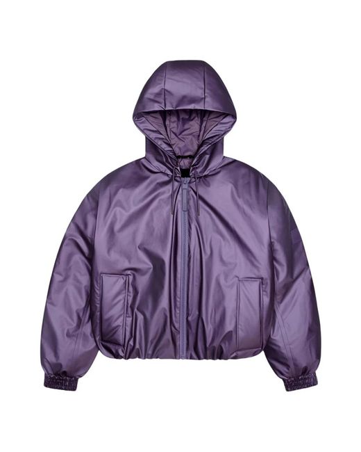 Rains Jassen ,Paars ,Leer Lohja Insulated Bomber in het Purple
