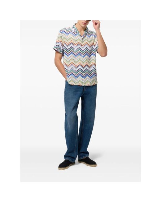 Missoni Blue Short Sleeve Shirts for men