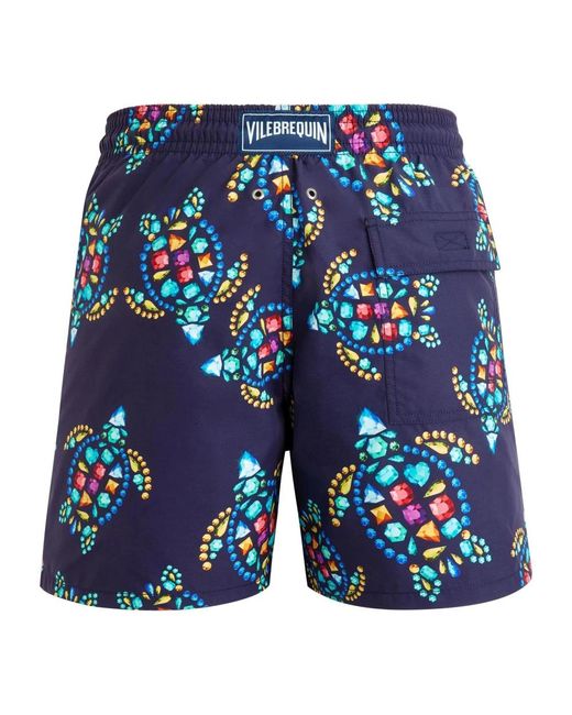 Vilebrequin Blue Turtle-Print Logo-Appliqué Swim Shorts for men