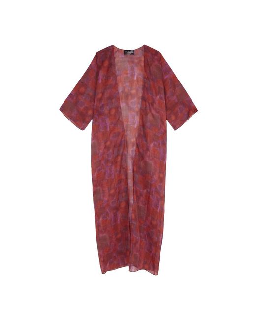 Cortana Red Indira print lange ramie jacke