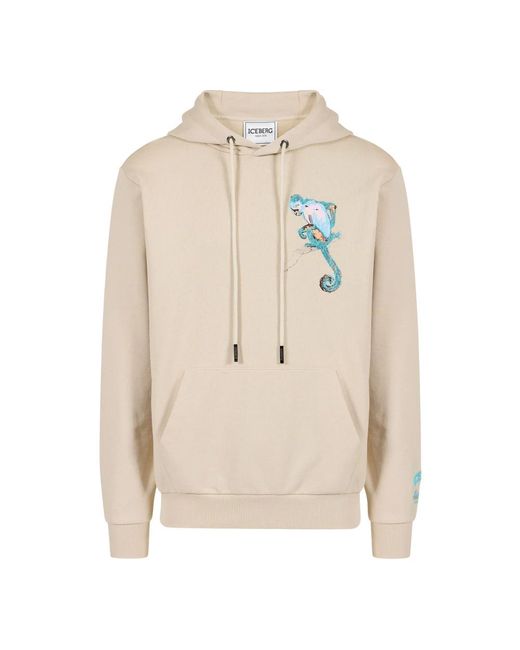 Iceberg Hoodies & Sweatvesten ,Katoen Slim Fit Hoodie in het Natural voor heren