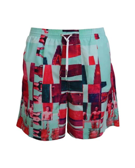 DSquared² Badmode ,Veelkleurig ,Polyester Zwembroek Met Pixelated Print Voor Vrouwen in het Red voor heren
