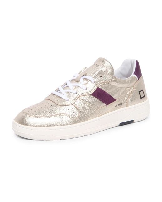 Date Schoenen ,Grijs ,Court 2.0 Laminated Platinum Sneakers in het Pink