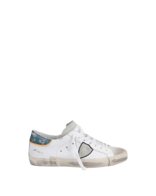 Sneakers bianco stile vintage pelle di Philippe Model in White