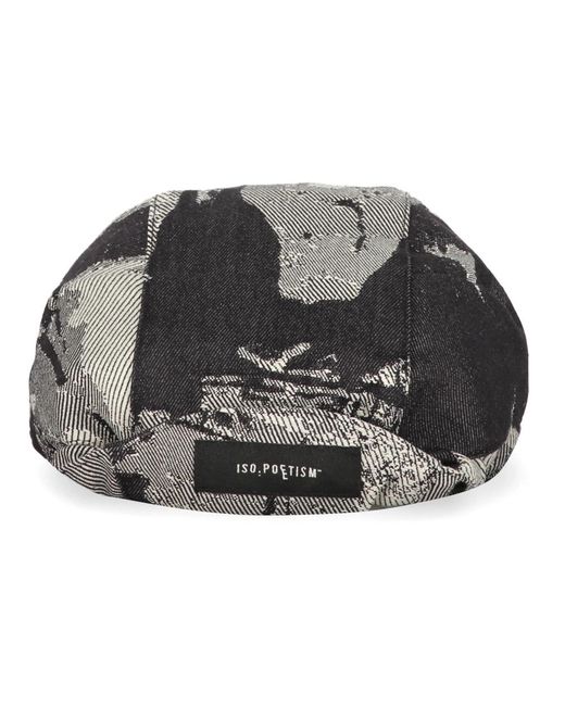 ISO.POETISM Accessoires ,Zwart ,Katoen Flat Cap in het Gray voor heren