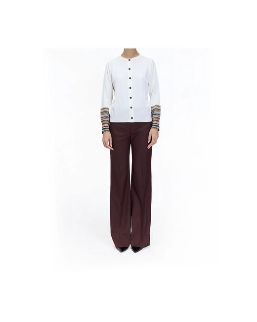 Paul Smith Truien & Vesten ,Wit ,Wol Cardigan Merinos Maniche Stripes in het White