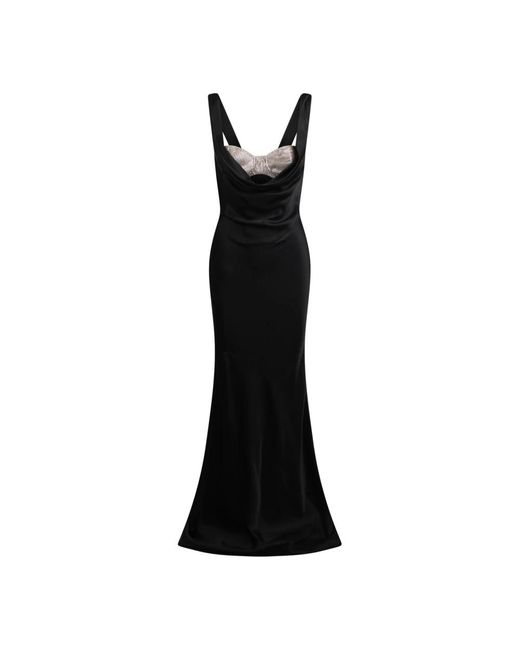 Elegante vestido de satén con detalle de cristal GIUSEPPE DI MORABITO de color Black