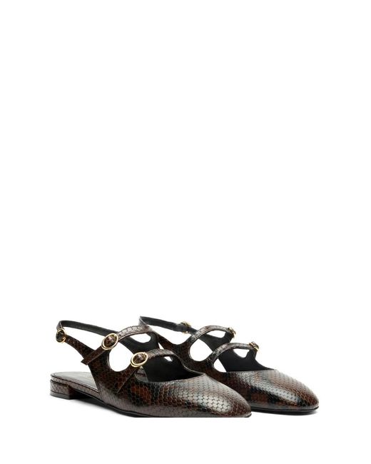 Stuart Weitzman Black Benni Mj Slingback, Loafer Und Flache Schuhe, , Mini Printed Python