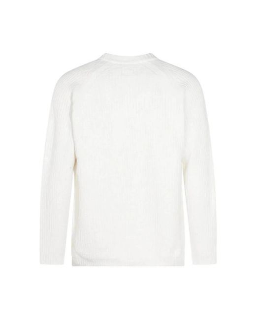 C P Company Cotton Chenille Crewneck Sweater in het White voor heren