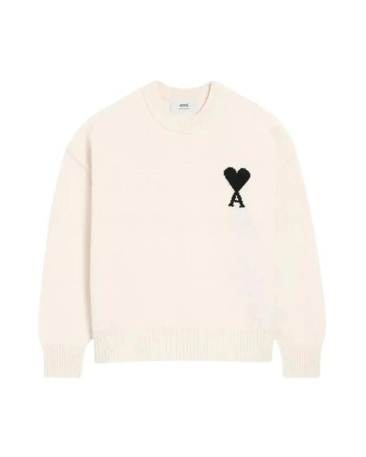AMI Adc Crew Neck Jumper in het White