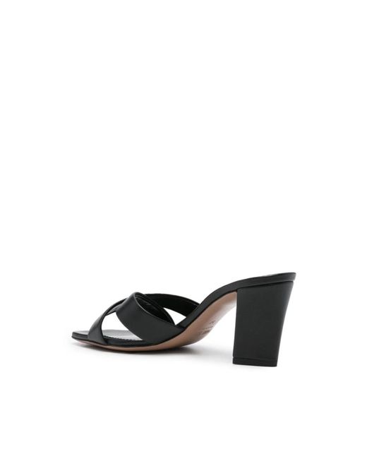 Paris Texas Black Heeled Mules