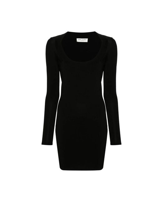Vestido negro de punto acanalado Saint Laurent de color Black