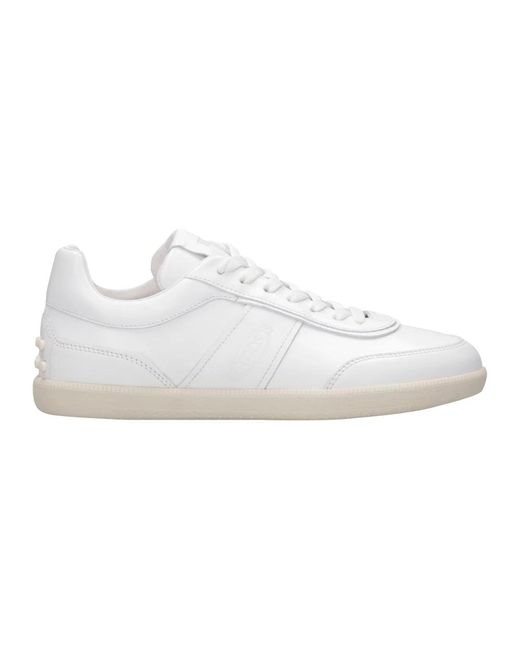 Tod's Weiße ledersneakers mit geprägtem logo in White für Herren