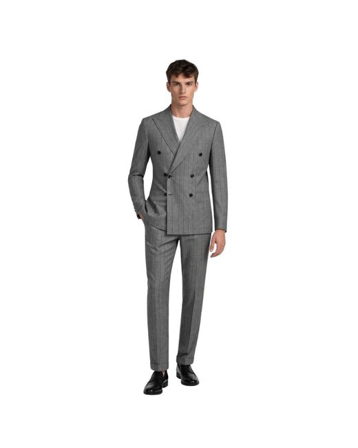 Franzese Collection Gray Double Breasted Suits for men