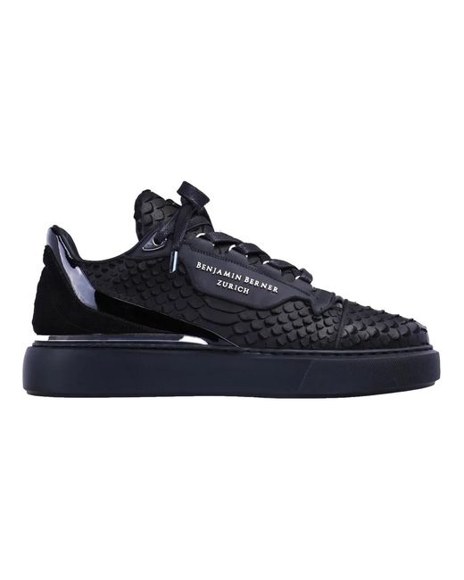 Benjamin Berner Schwarze python cut stilvolle schuhe in Blue für Herren
