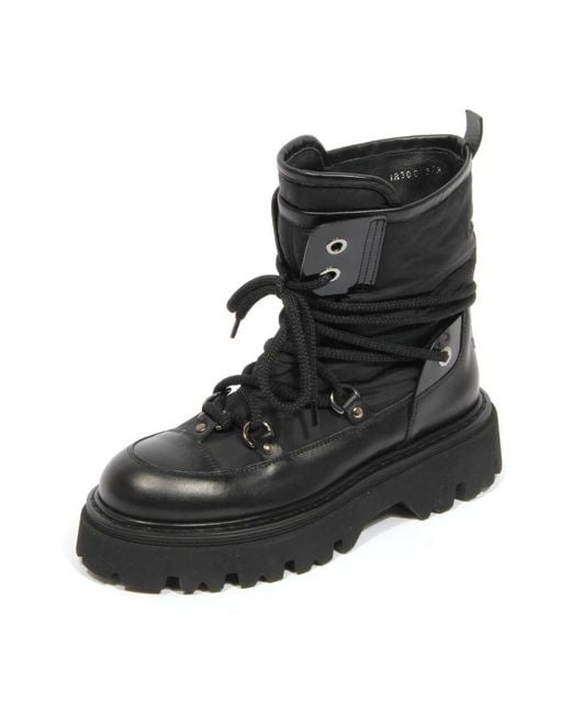 Casadei Black Lace-Up Boots