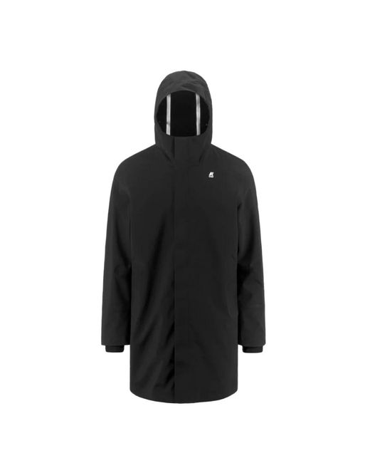 K-Way Schwarzer Parka Mit Fleecefutter in Black für Herren