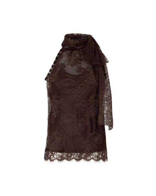 Pinko Brown Sleeveless Tops