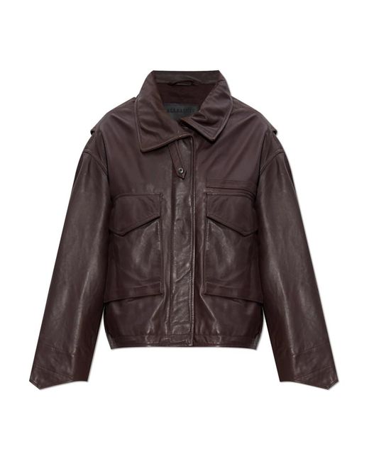 AllSaints Jassen ,Rood ,Leer Leren Jas Clay in het Brown