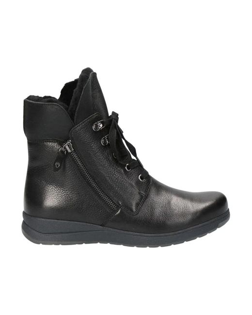 Caprice Black Lace-Up Boots