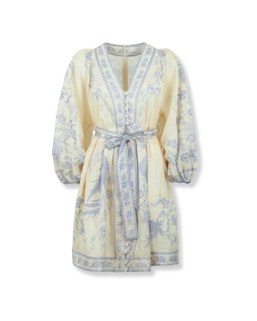 Zimmermann Indra Plunge Mini Jurk in het Blue
