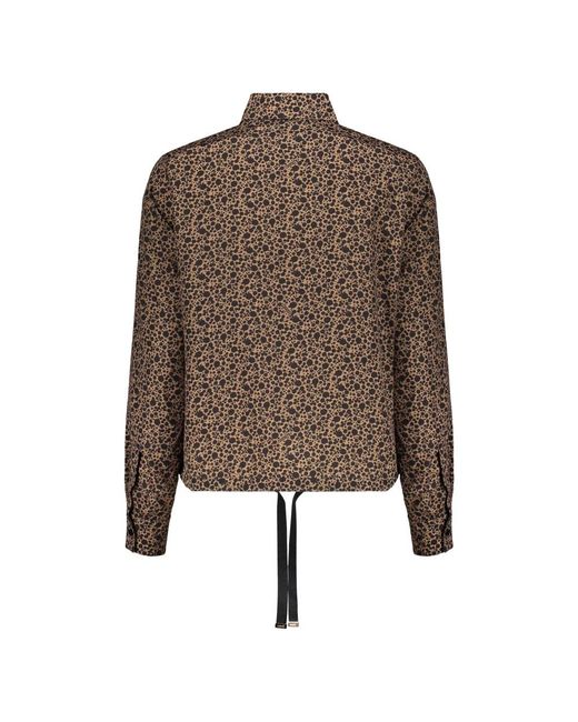 Herno Overhemden ,Bruin ,Polyester Long-Sleeve Shirt Met Geometrische Print in het Brown