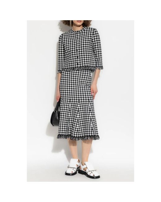 McQueen Truien & Vesten ,Zwart ,Leer Gebreide Vest Met Patroon in het Black