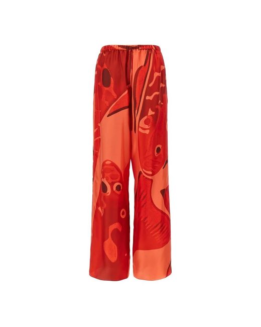 Ferragamo Red Wide Trousers