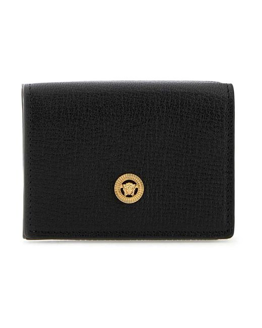 Versace Accessoires ,Zwart ,Stijlvol Zwart Leren Portemonnee in het Black voor heren
