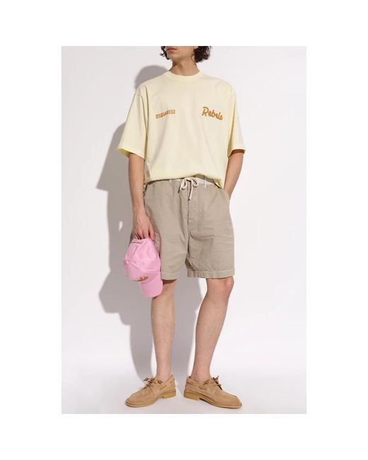DSquared² Tops ,Geel ,Katoen Rebels T-Shirt in het Natural voor heren