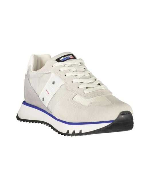 Blauer Leren Sneaker in het White voor heren
