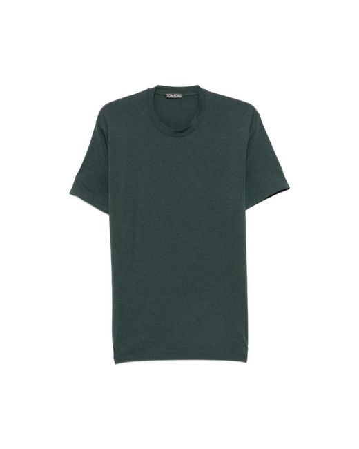Tom Ford Lyocell Katoenen T-Shirt Met Ronde Hals in het Green voor heren