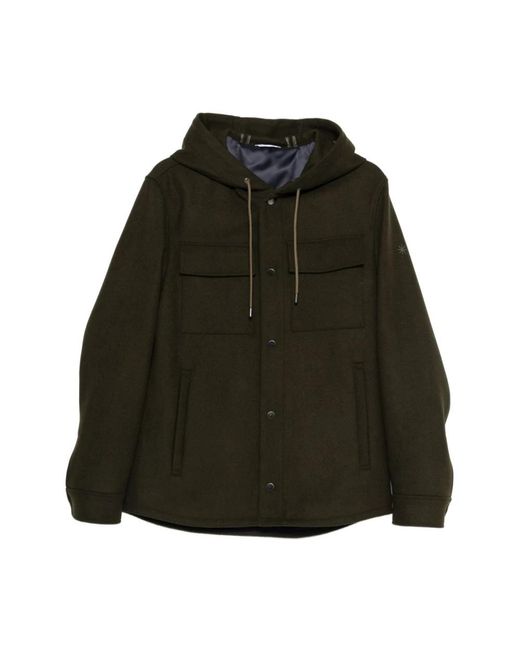 Manuel Ritz Jassen ,Groen ,Wol Hooded Pocket Jacket in het Green voor heren