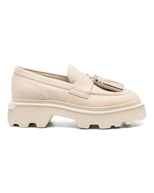 Santoni Loafers Met Chunky Zool in het Natural