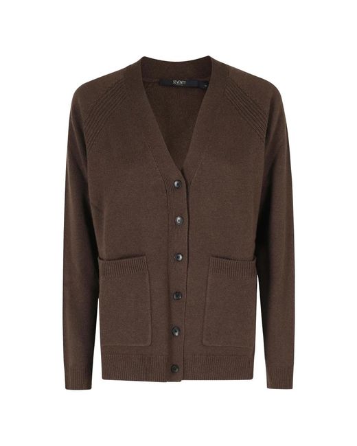 Seventy Brown V-Ausschnitt Strickjacke