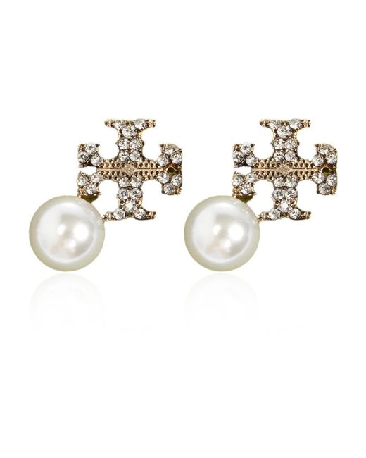 Tory Burch Metallic Moondance Logo Und Perlen-Stecker