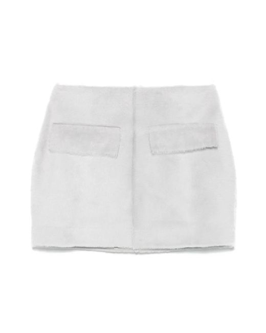 REMAIN Birger Christensen Rokken ,Grijs ,Lichtgrijze Shearling Rok in het White