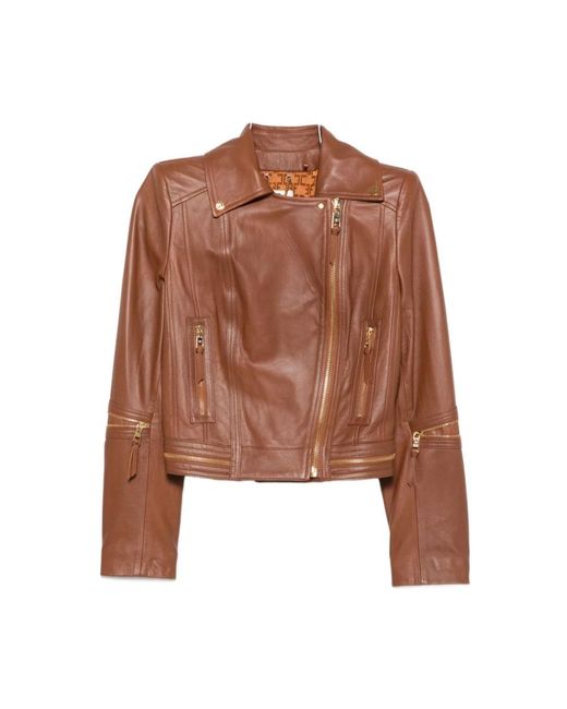 Elisabetta Franchi Brown Leather Jackets