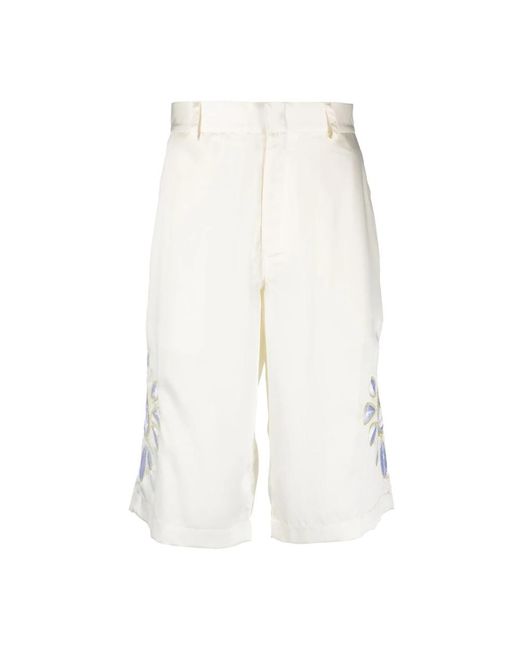 Bluemarble Korte Broeken ,Wit ,Satijn Witte Geborduurde Satijnen Shorts in het White voor heren