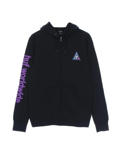 Huf Hoodies & Sweatvesten ,Blauw ,Katoen Prism Triple Triangle Zip Up Hoodie in het Blue voor heren
