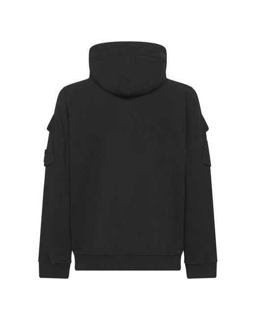 Stone Island Schwarzer Pullover Mit Kapuze Und Taschen in Blue für Herren
