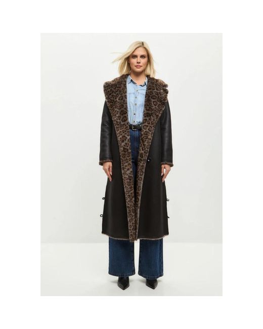 CESARE GASPARI Black Wendbarer fake animal print shearling tel lang