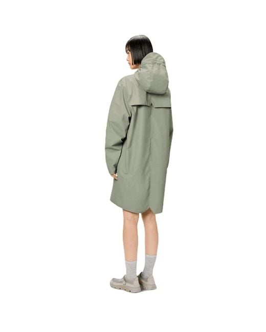 Rains Green Lange, wasserdichte regenjacke