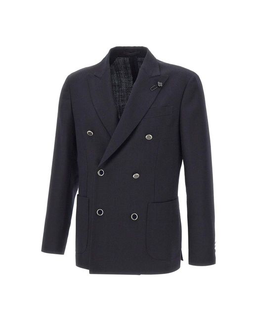 Lardini Jassen ,Blauw ,Wol Double-Breasted Blazer in het Blue voor heren