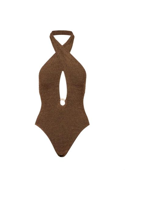 Bondeye Badmode ,Bruin ,Bruin Zeekleding Lurex Braziliaanse Slipjes in het Brown