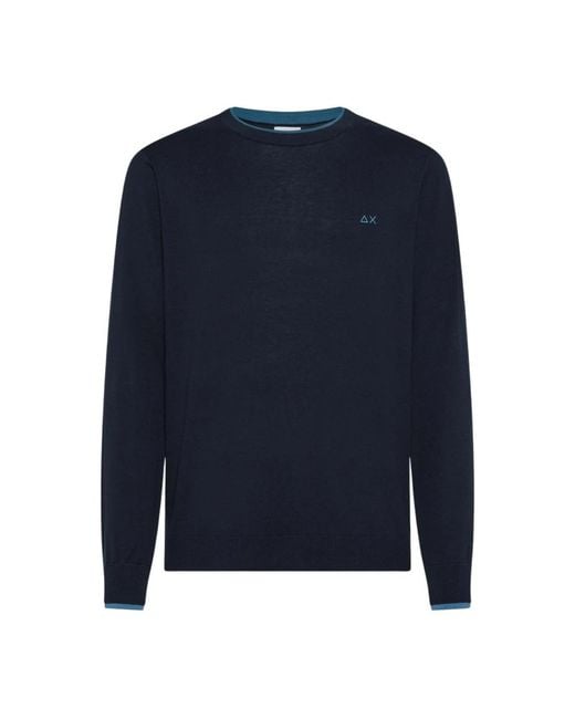 Sun 68 Blue Round-Neck Knitwear for men