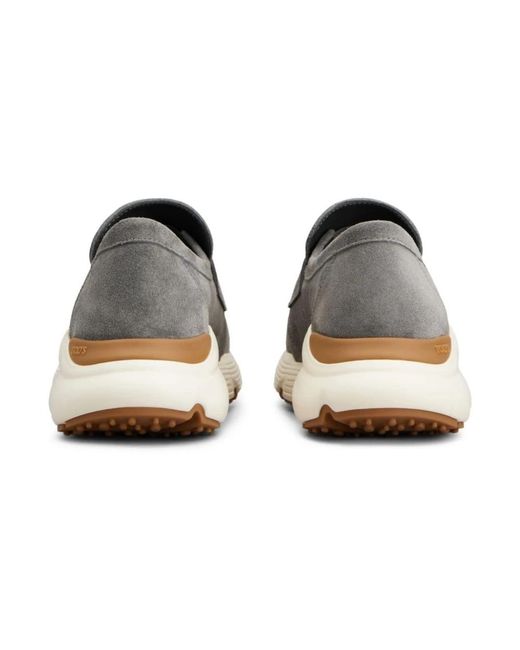 Tod's Gray Suede Leather Loafers