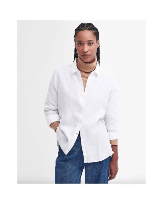 Barbour Overhemden ,Wit ,Linnen Marine Shirt in het White