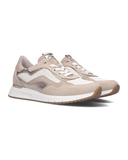 Gabor White Niedrige Sneakers Aus Beigem Wildleder