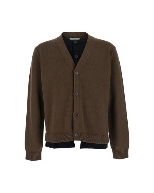 J.W. Anderson Brauner Kontrast-Layer-Cardigan Pullover in Green für Herren